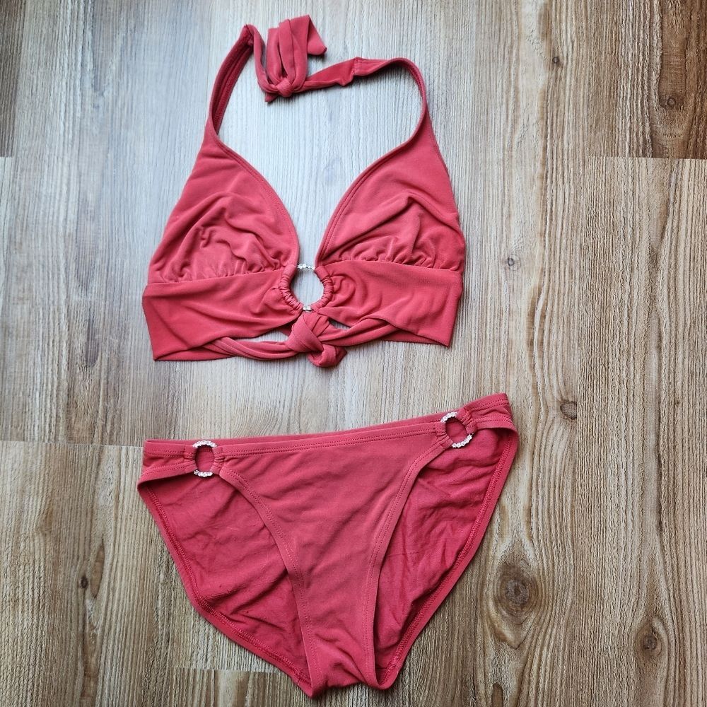 💜Robin Piccone Cinnamon & Rhinestone Bikini Set Medium & Large - Picture 2 of 14